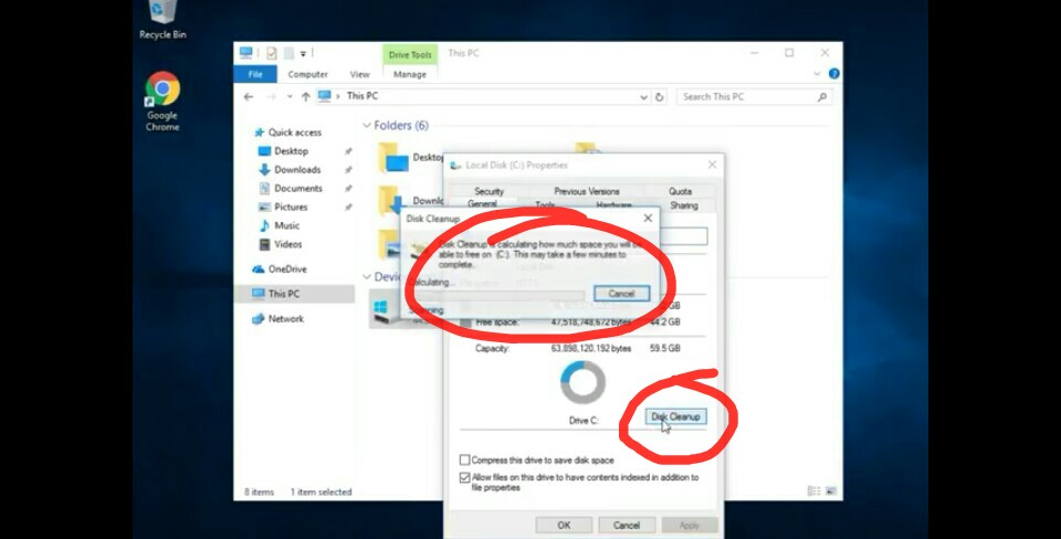 Click disk cleanup